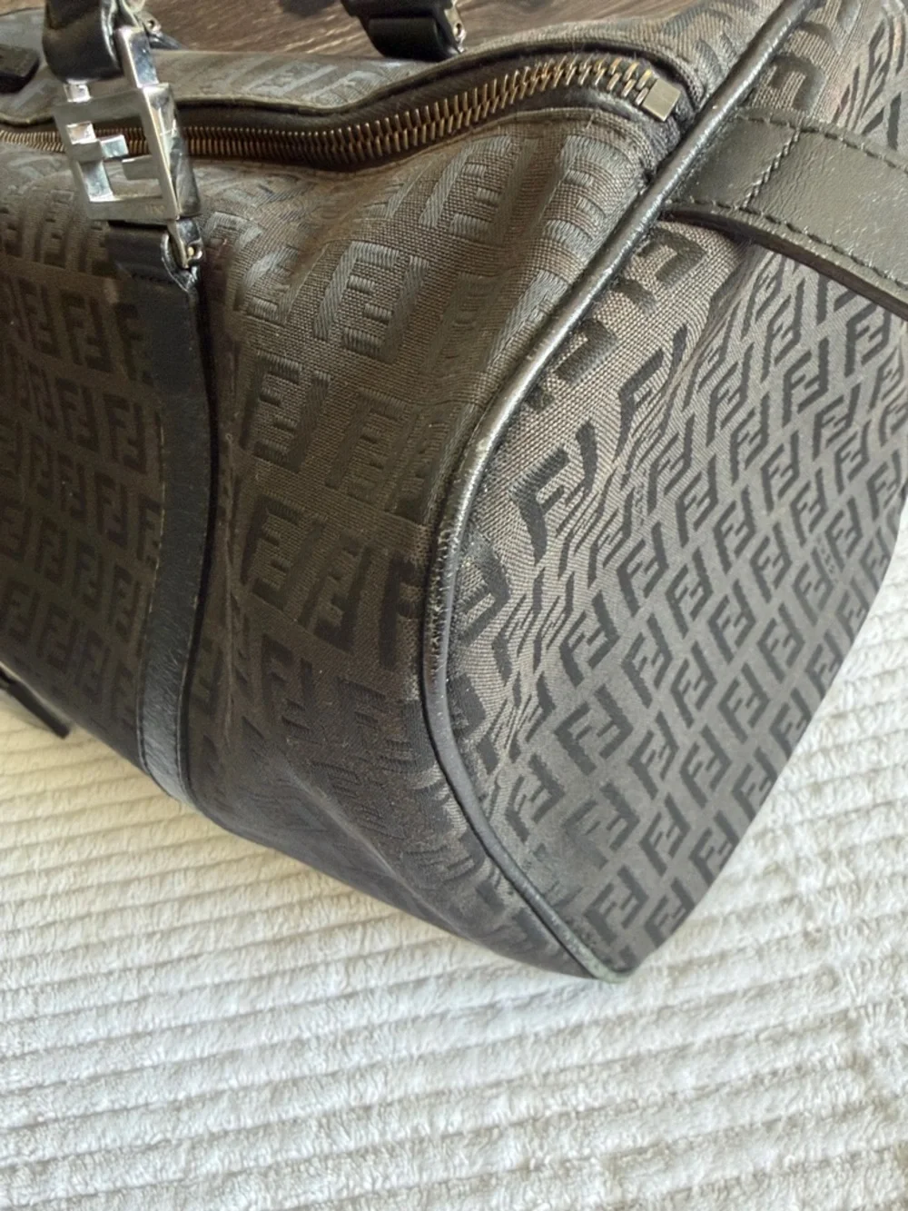 Fendi Black FF Logo Boston bag